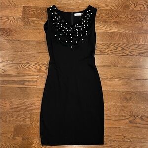 Calvin Klein Black Dress With Pearls